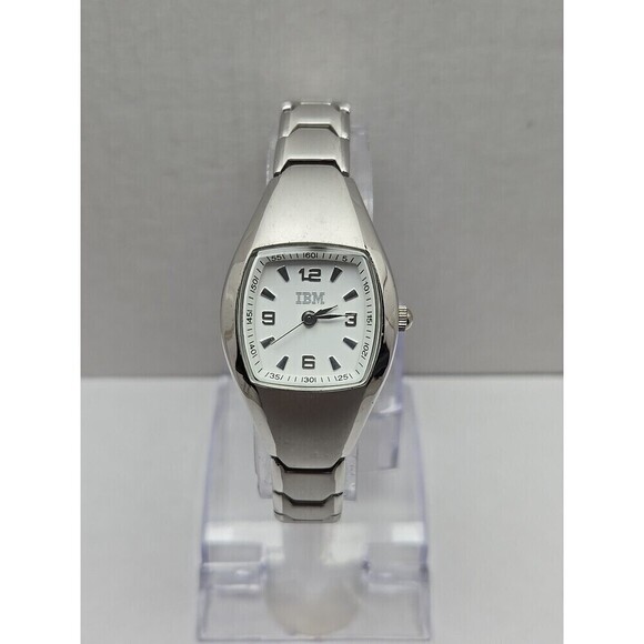 Tomax IBM Womens Quartz Watch Silvertone Tonneau White Dial Bracelet New Battery main image 11
